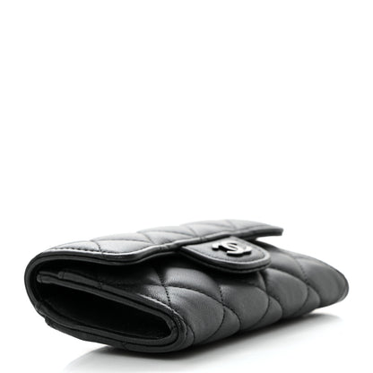 Chanel Pearly Lambskin Quilted Flap Card Holder Wallet So Black 4 of 8