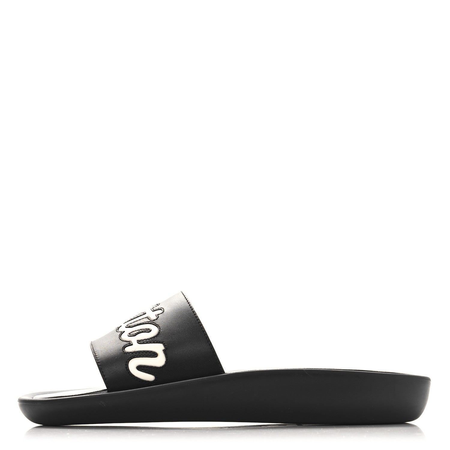 Louis Vuitton Calfskin Logo Sunbath Slide Sandals 38 Black 1 of 10