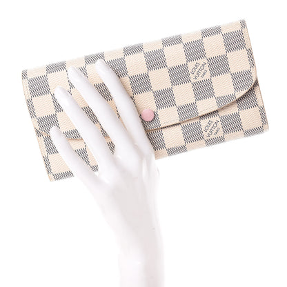 Louis Vuitton Damier Azur Emilie Wallet Rose Ballerine 2 of 8