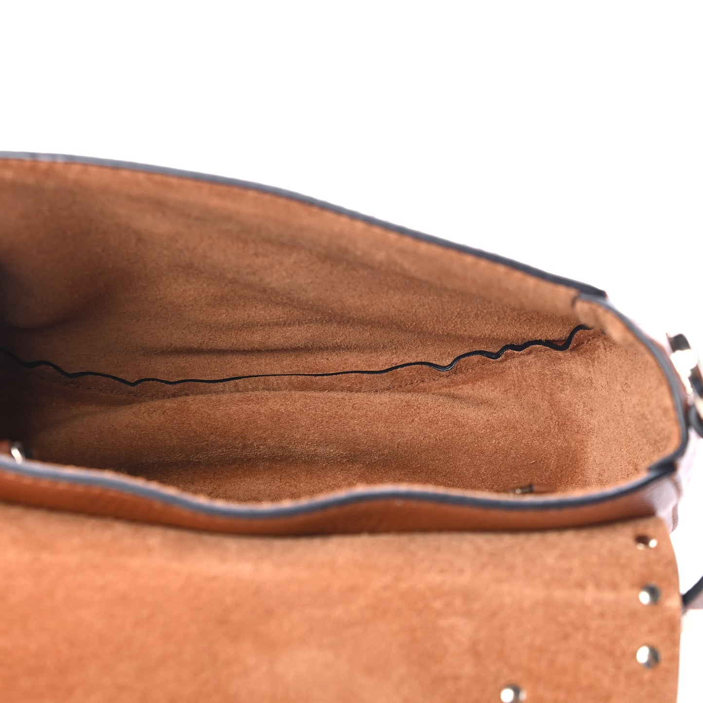 Pebbled Calfskin Rockstud Saddle Bag Saddle Brown