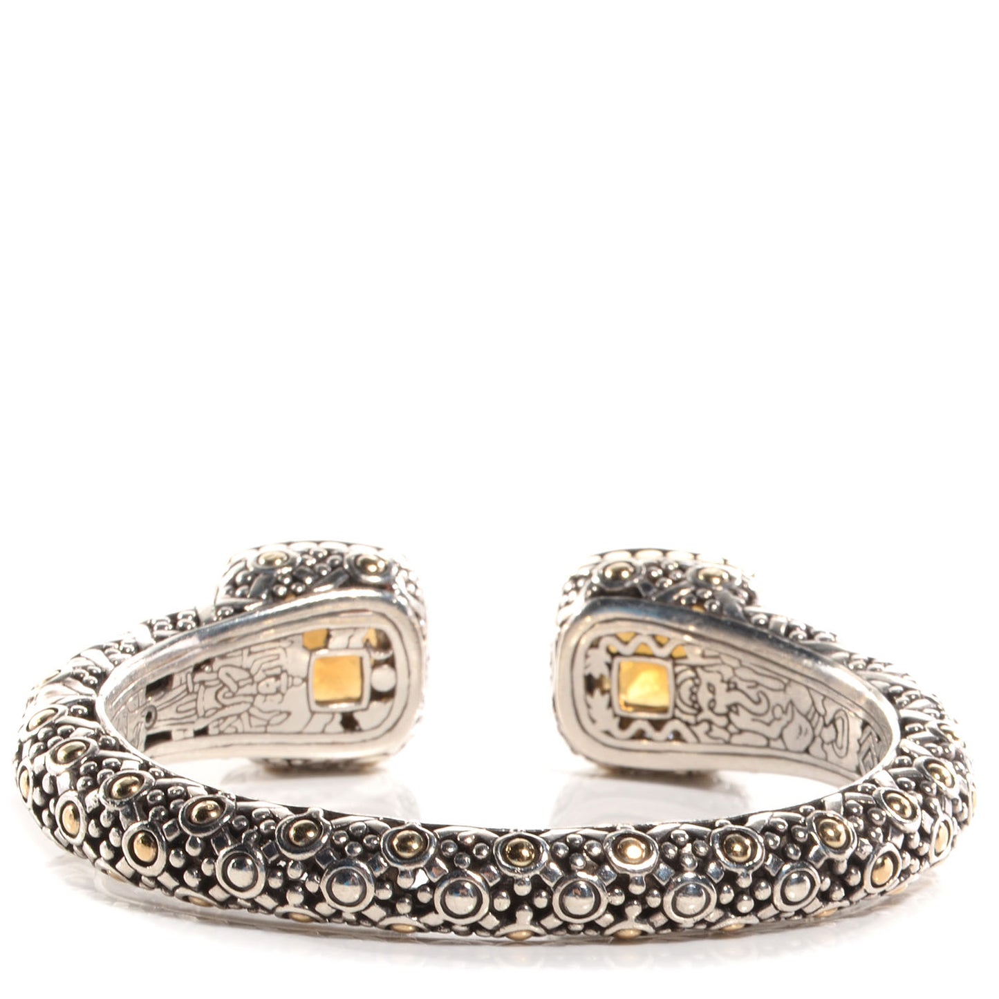 Sterling Silver 18K Yellow Gold Diamond Smoky Quartz Jaisalmer Cuff Bracelet