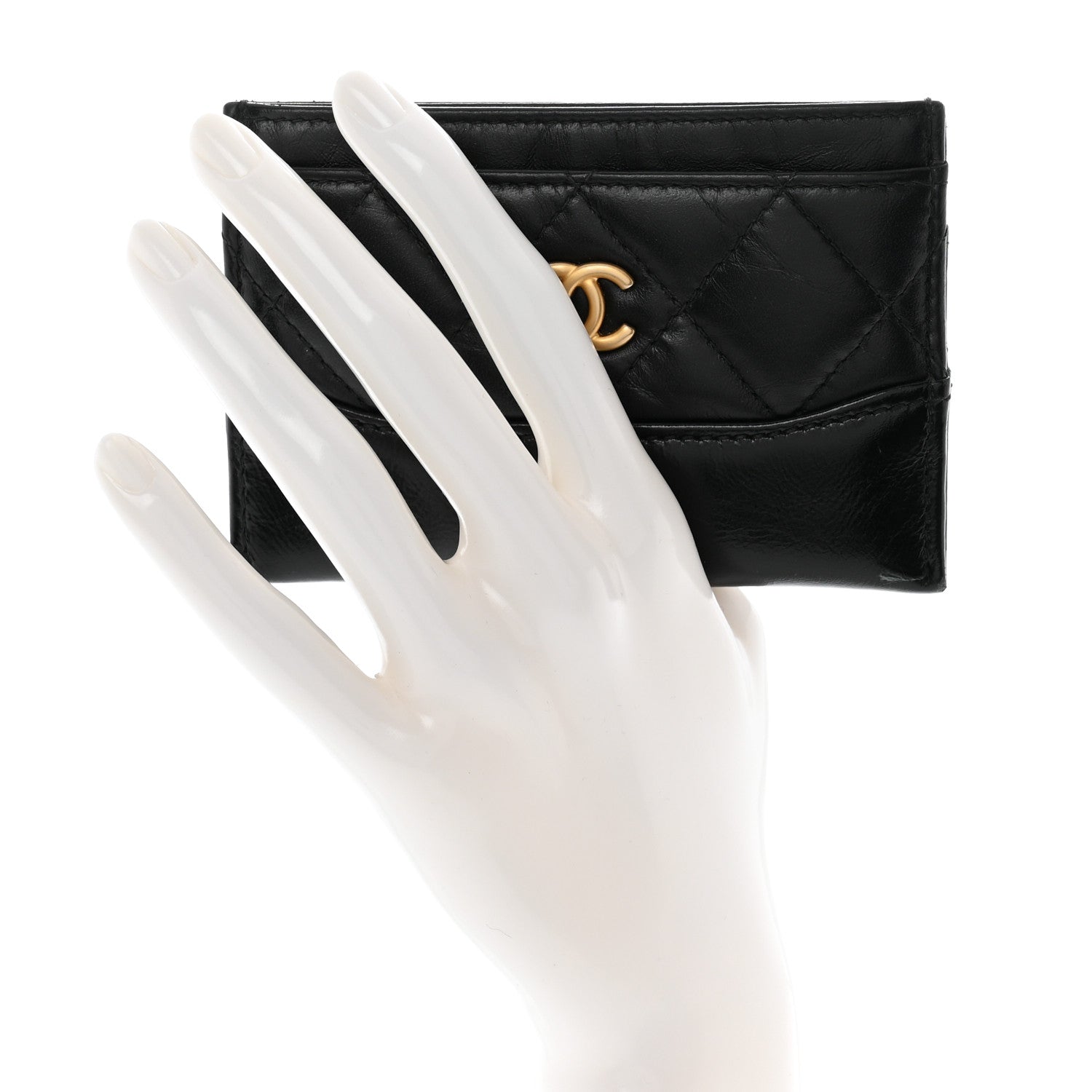 Chanel Aged Calfskin Quilted Gabrielle Card Holder Black 2 of 10