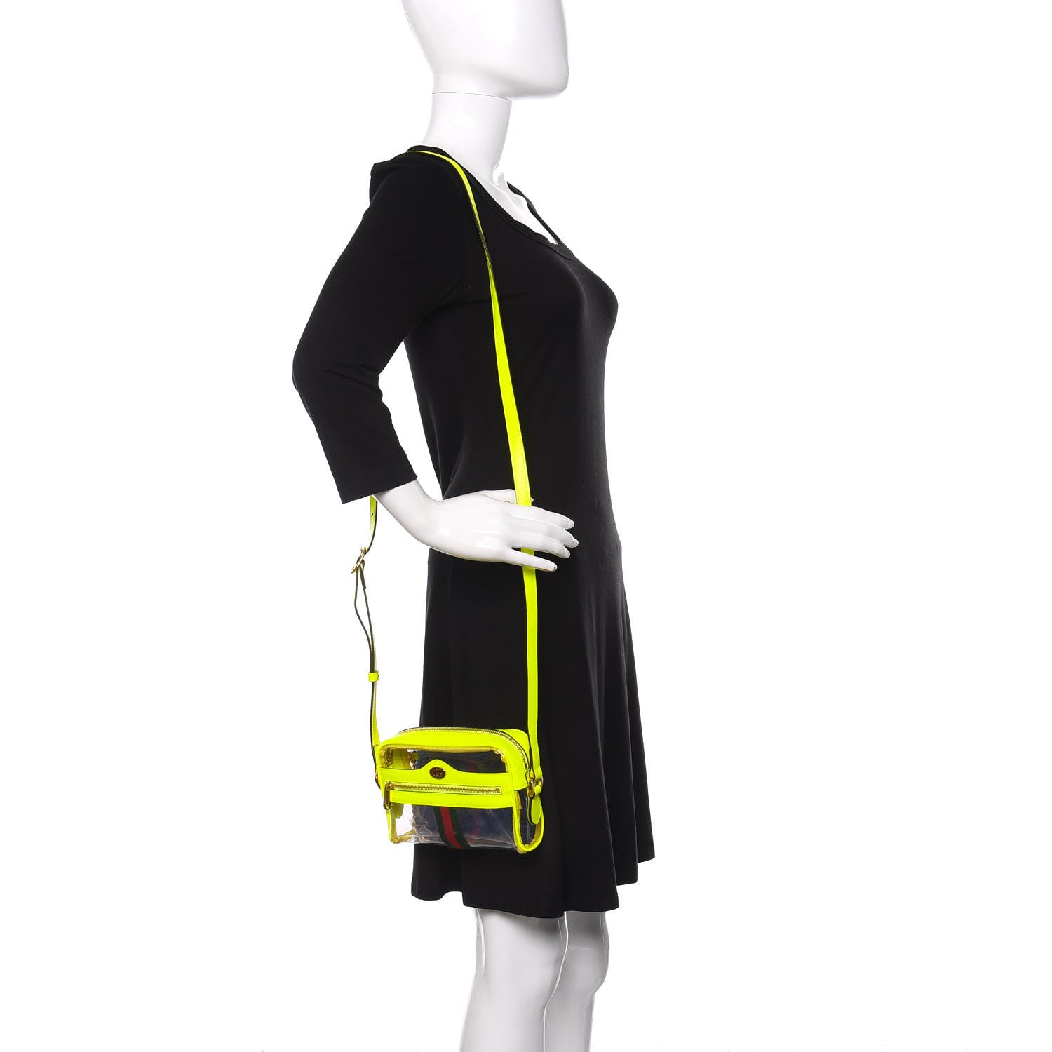 Gucci Vinyl Web Mini Ophidia Transparent Shoulder Bag Yellow Fluo 2 of 10