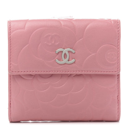 Chanel Lambskin Embossed Camellia French Wallet Pink 1 of 10