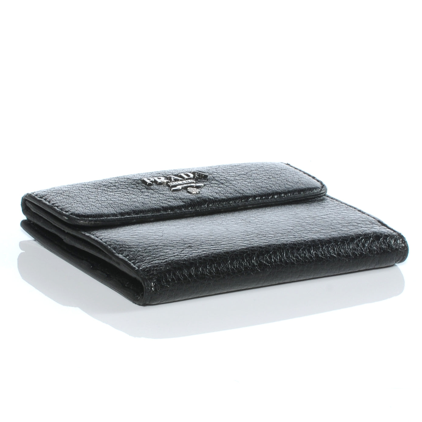 Vitello Daino Compact Wallet Nero Black