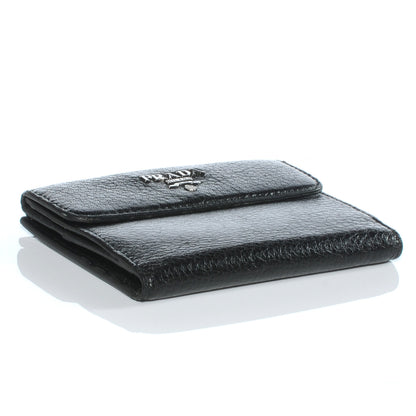 Prada Vitello Daino Compact Wallet Nero Black 4 of 6