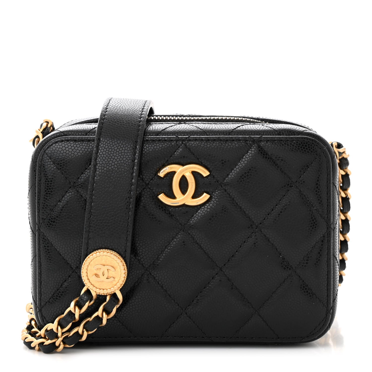 Chanel Caviar Quilted Twist Your Buttons Clutch With Chain Black 1 of 11
