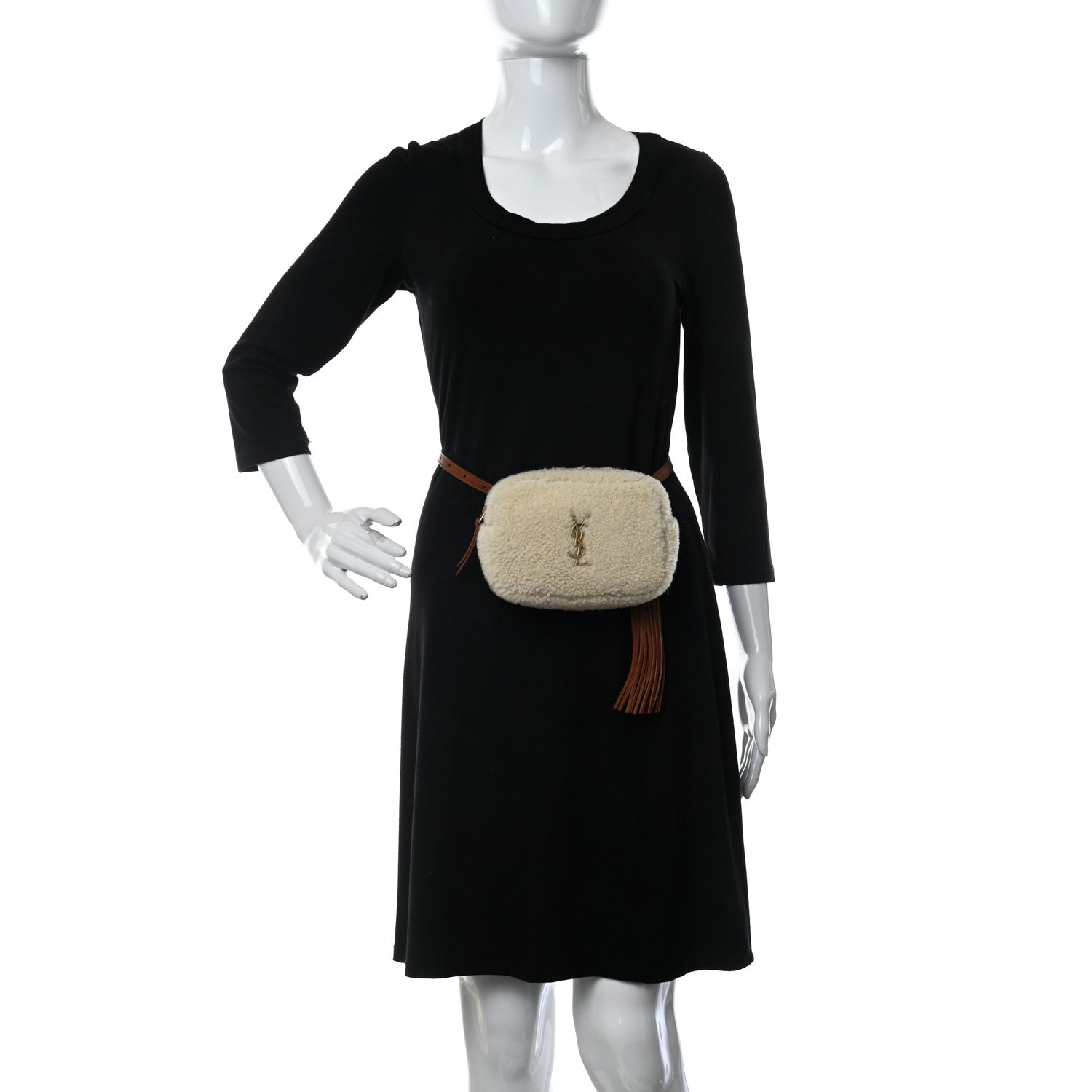 Saint Laurent Shearling Monogram Lou Belt Bag Beige 2 of 9