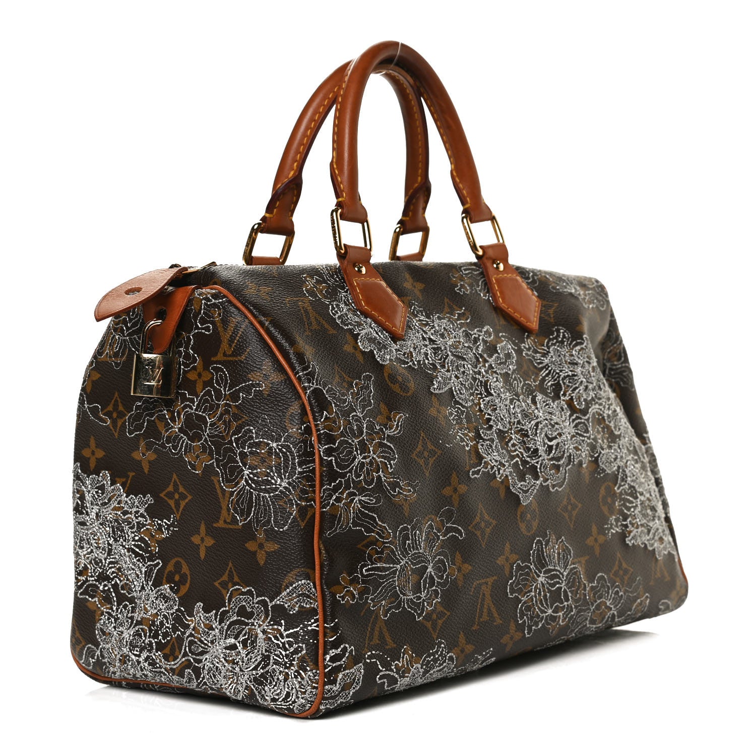 Louis Vuitton Monogram Dentelle Speedy 30 Silver 3 of 15