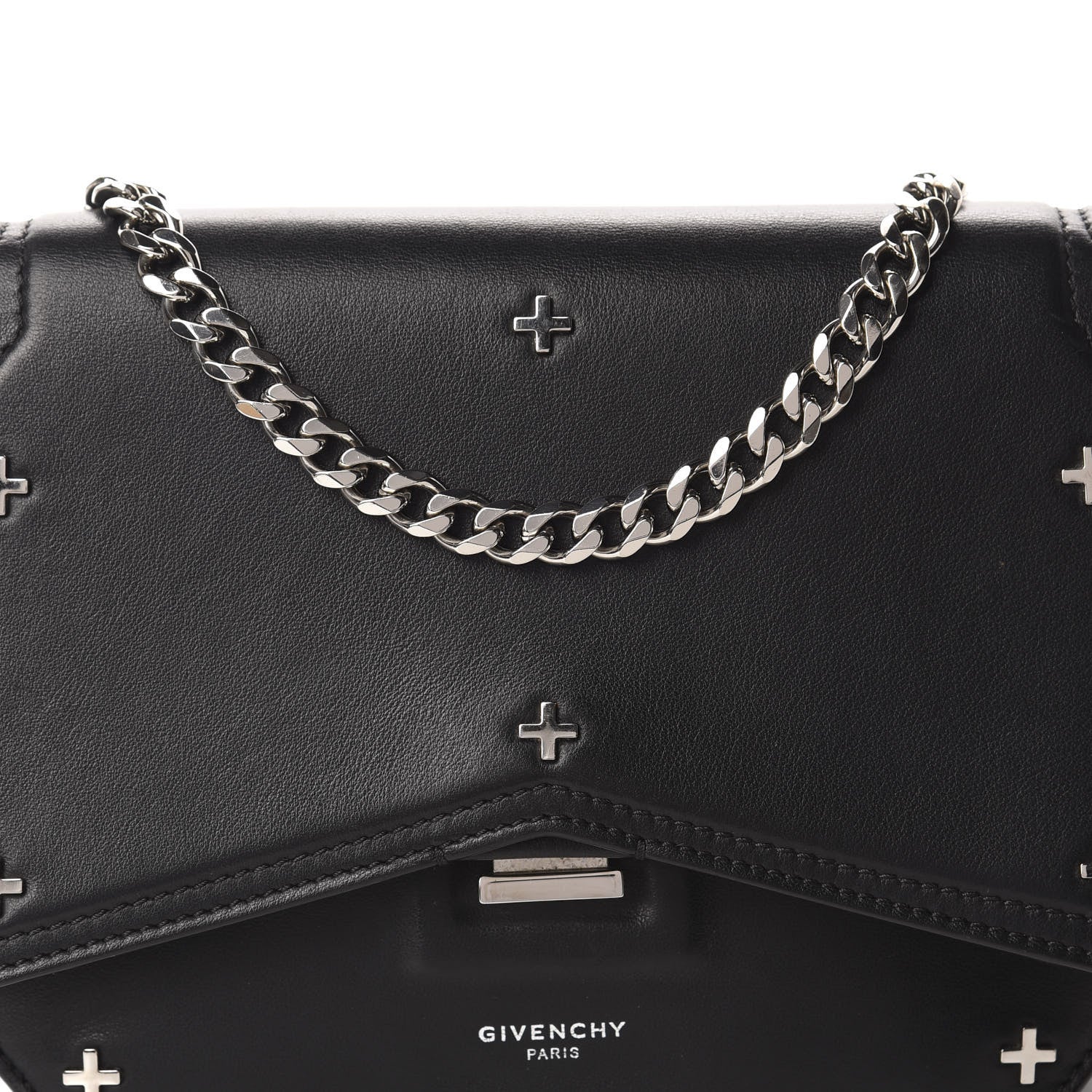 Givenchy Calfskin Cross Embellished Bow Cut Chain Bag Black 11 of 11
