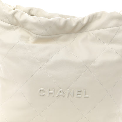 Chanel Shiny Caviar Quilted Monochrome Small Chanel 22 White 10 of 14