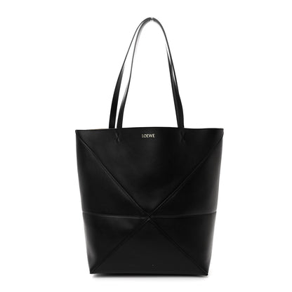 Loewe Shiny Calfskin Medium Puzzle Fold Tote Black 1 of 12