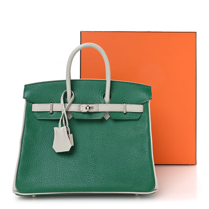 Hermes Chevre Mysore Horseshoe Birkin 25 Vert Vertigo Gris Perle 11 of 11