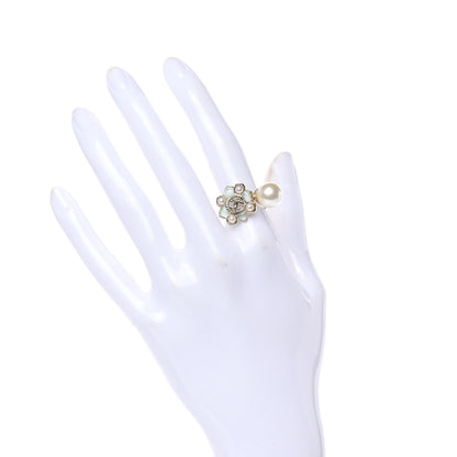 Chanel Gripoix Pearl CC Ring 6.75 Gold Green 2 of 5