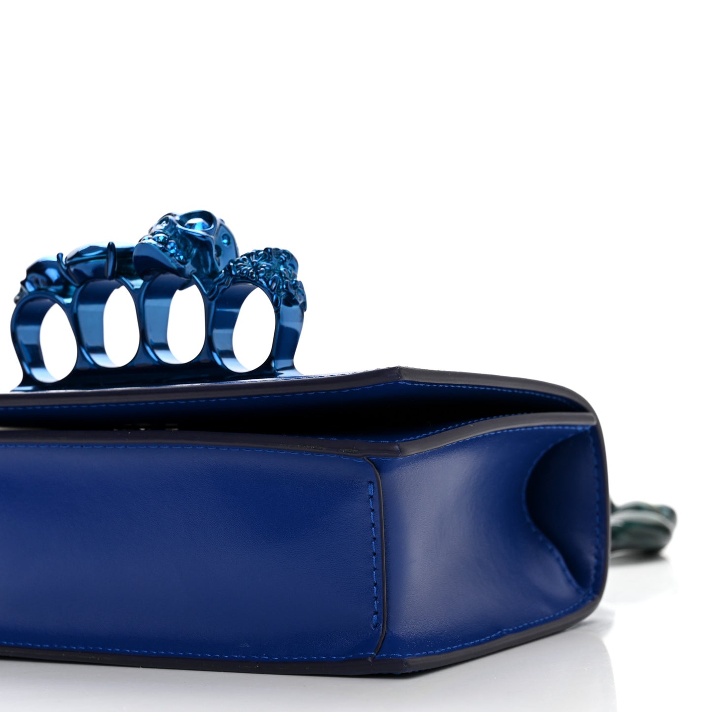 Calfskin Mini Jeweled Knuckle Satchel Royal Blue