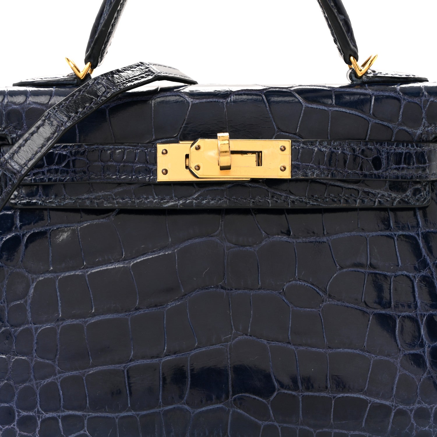 Hermes Shiny Alligator Mini Kelly Sellier 20 Bleu Saphir 8 of 14