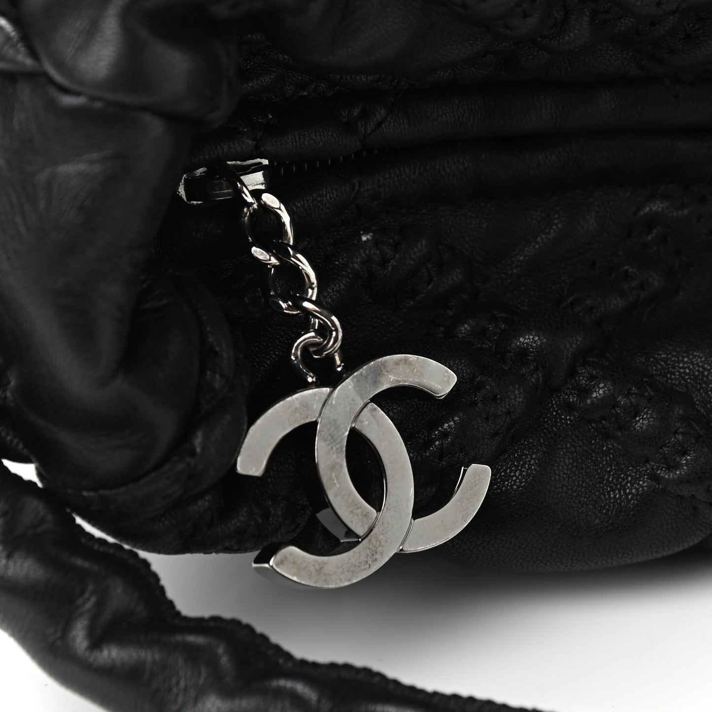 Quilted Lambskin Hidden Chain Hobo Black