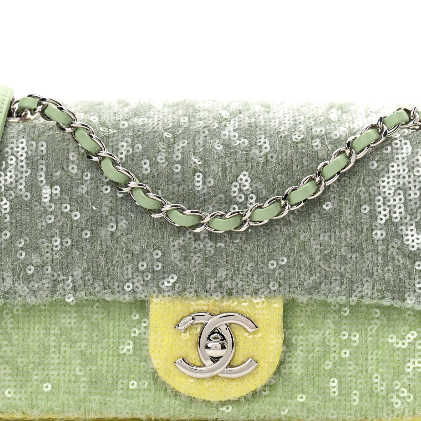 Sequin Mini Waterfall Flap Green Light Green Yellow