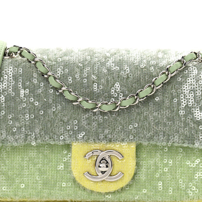 Chanel Sequin Mini Waterfall Flap Green Light Green Yellow 8 of 10
