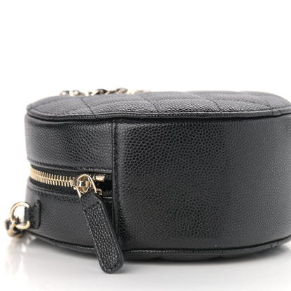 Chanel Caviar Quilted French New Wave Round Clutch With Chain Black 9 of 11