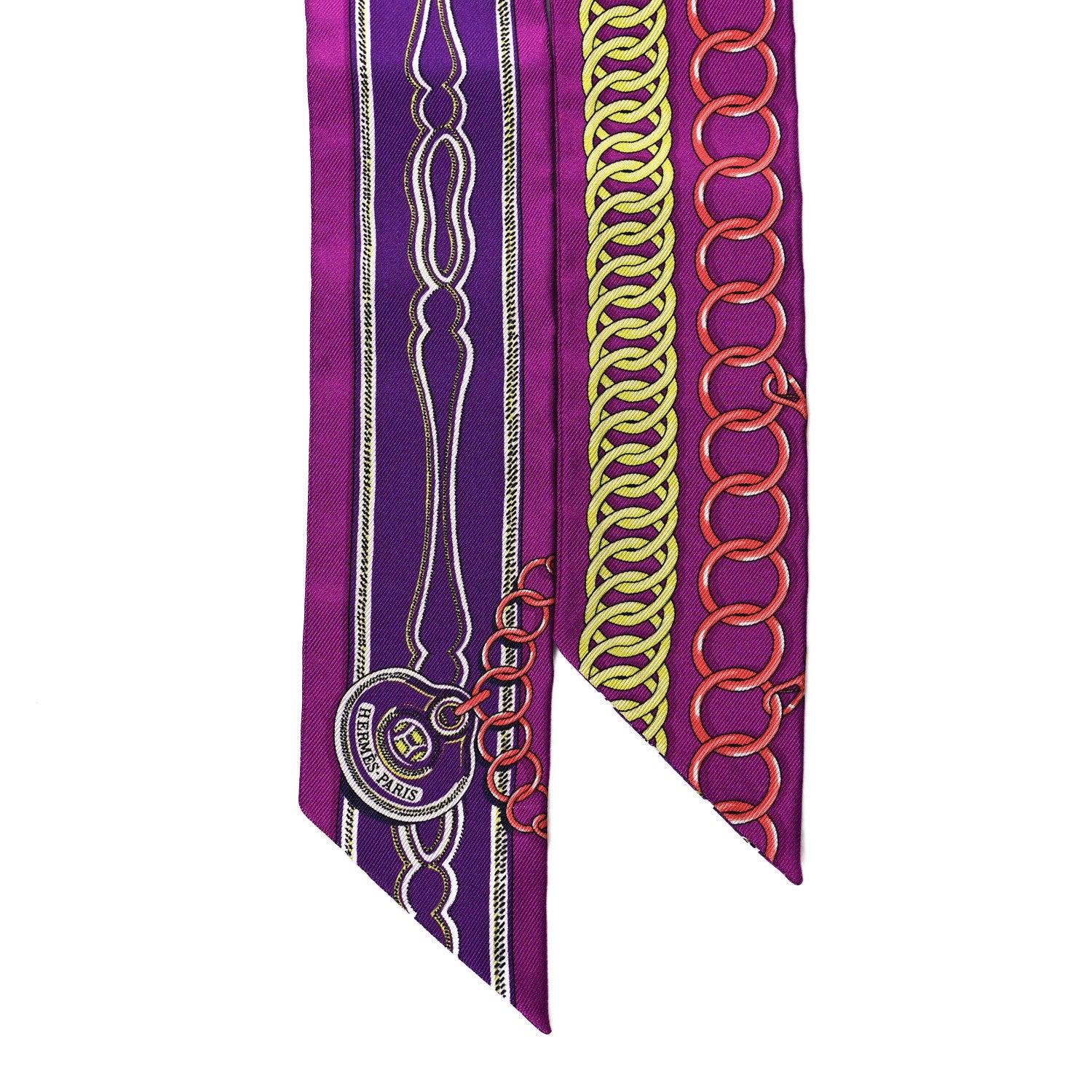 Hermes Silk Maillons Twilly Fuchsia Violet Jaune 2 of 4