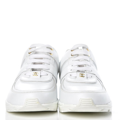 Chanel Calfskin Laminated Lambskin CC Sneakers 41 White Gold 2 of 11