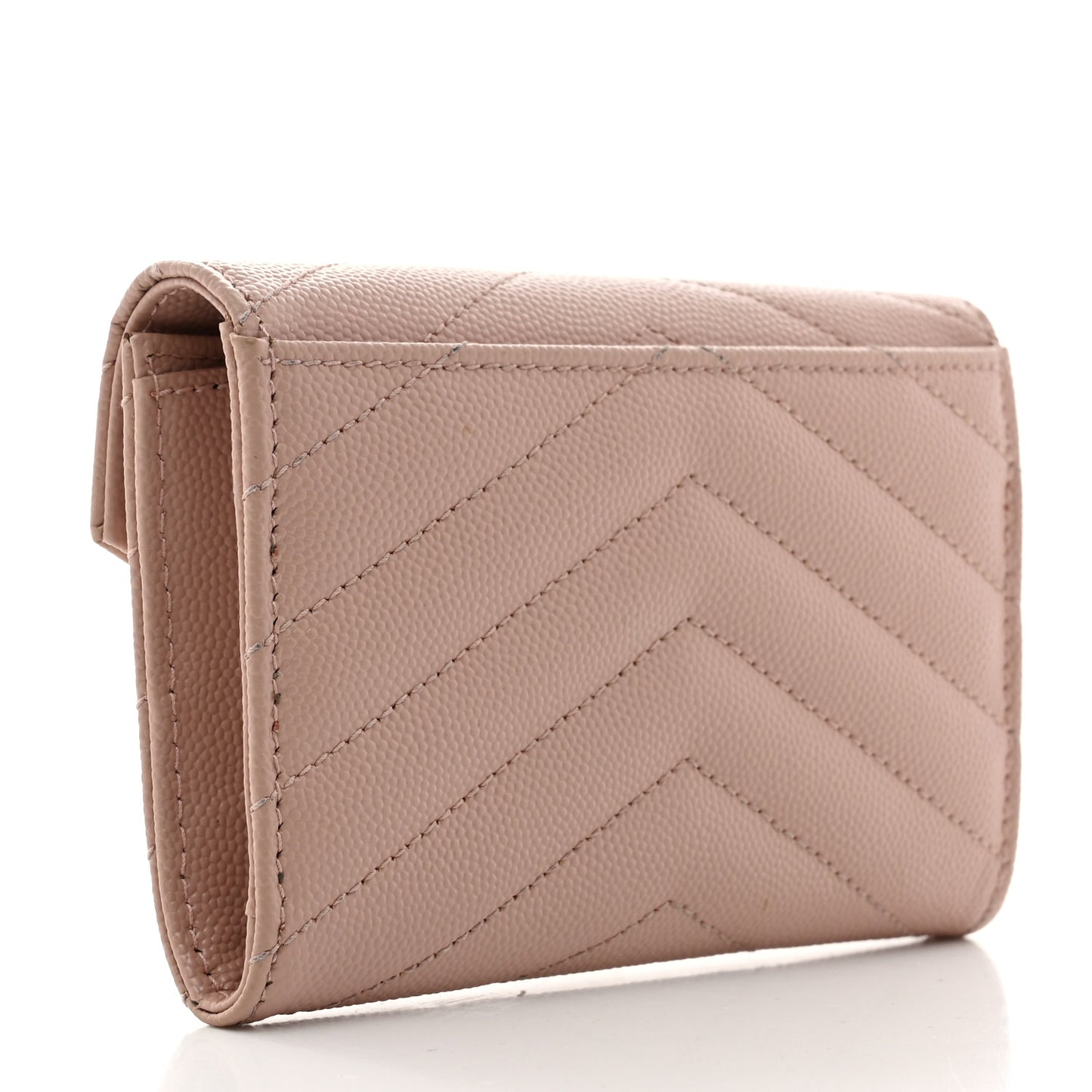 Grain De Poudre Matelasse Chevron Small Monogram Envelope Wallet Pale Pink