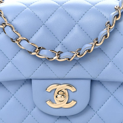 Chanel Lambskin Quilted Mini Rectangular Flap Light Blue 8 of 10