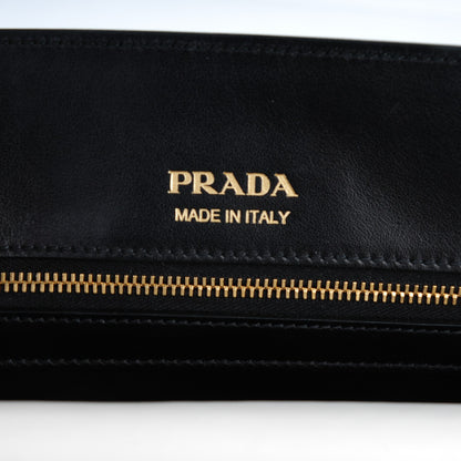 Prada Saffiano Calfskin Bibliothèque Top Handle Nero Black Bianco 6 of 7