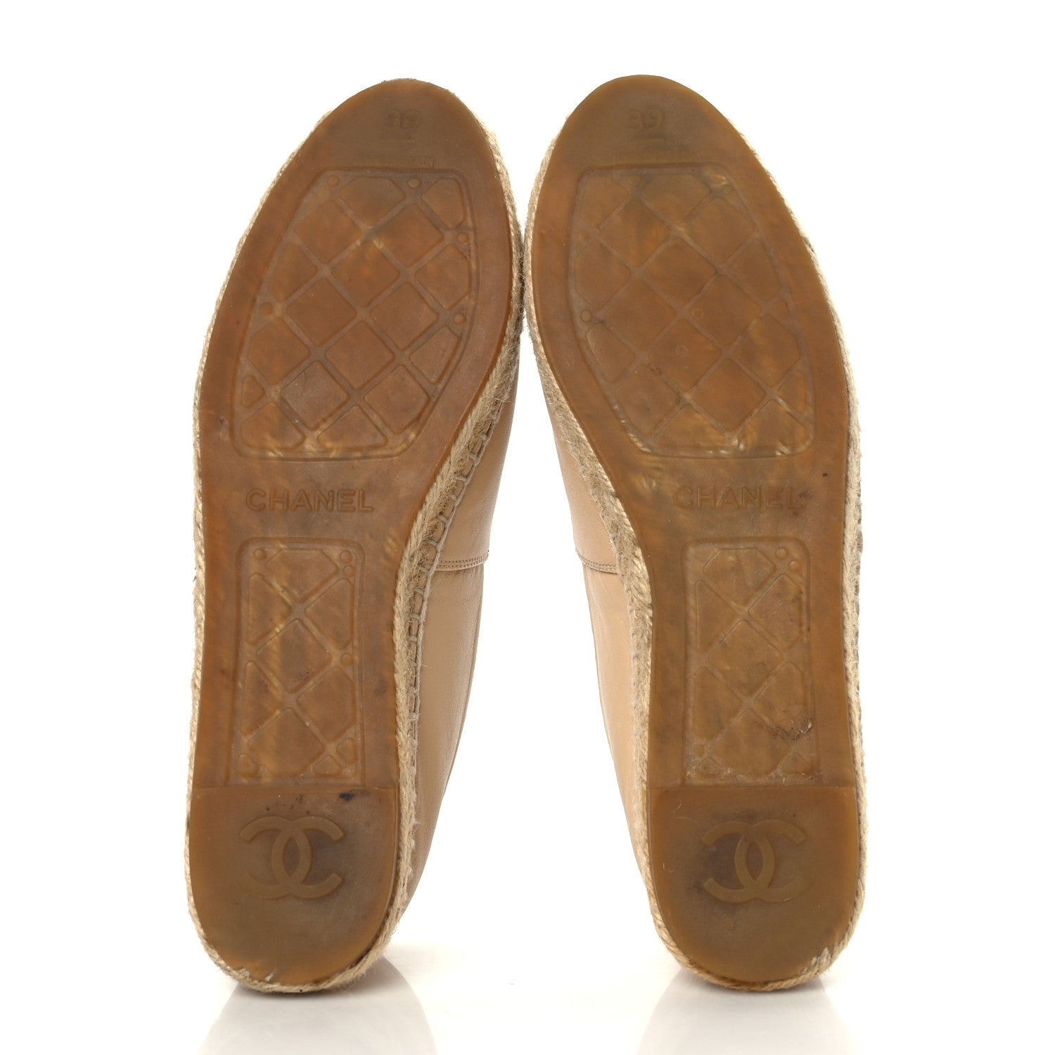 Chanel Lambskin CC Espadrilles 39 Beige Black 5 of 7