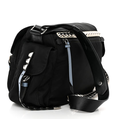 Prada Nylon New Vela Studded Messenger Bag Black 3 of 12