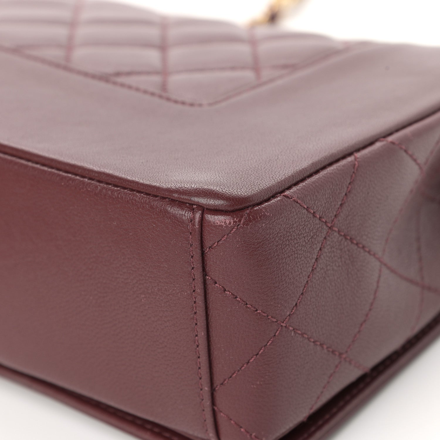 Chanel Sheepskin Quilted Vintage Mademoiselle Flap Dark Red 11 of 20