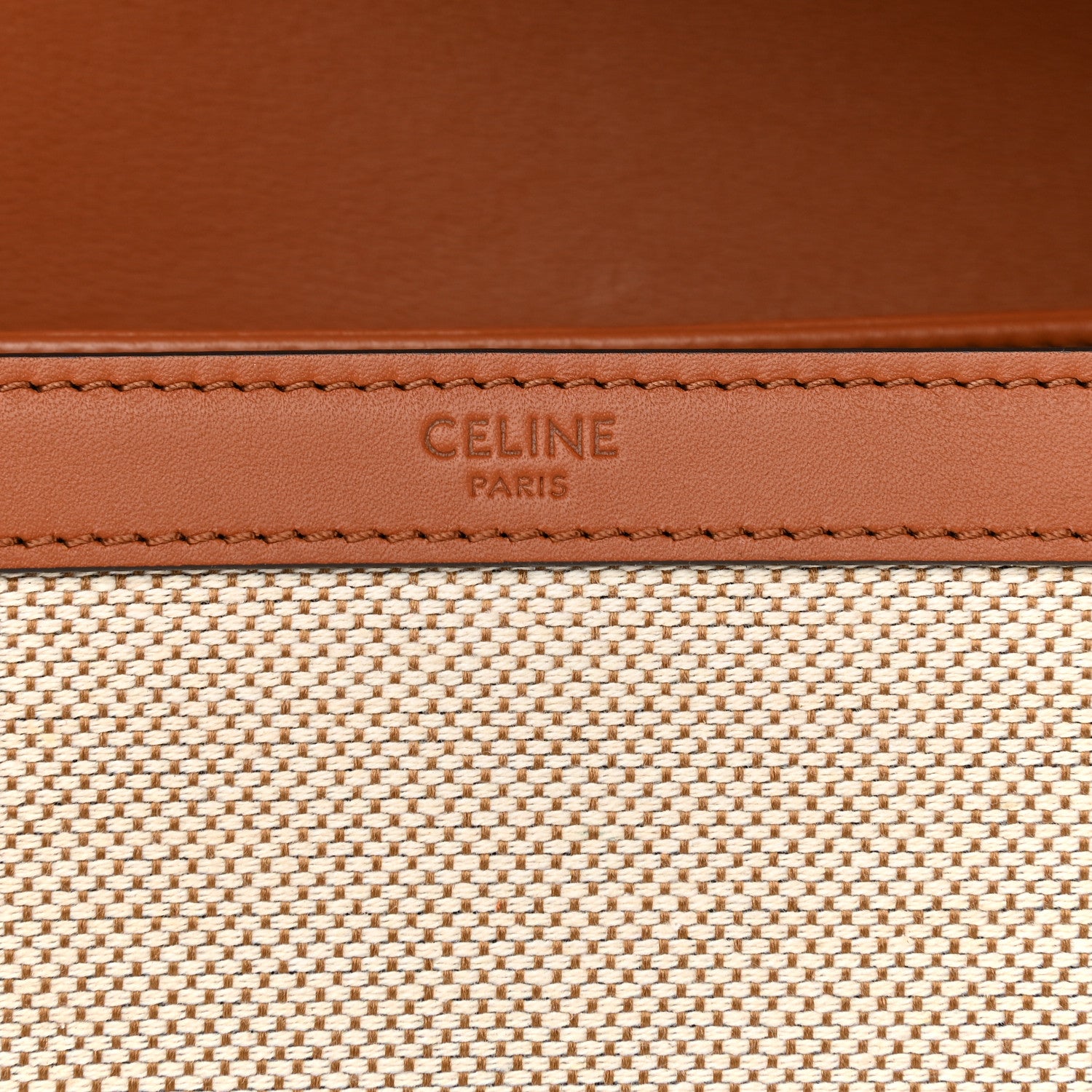 Celine Textile Natural Calfskin Medium Triomphe Bag White Tan 6 of 10