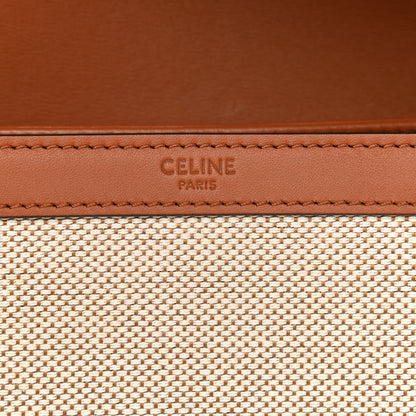 Celine Textile Natural Calfskin Medium Triomphe Bag White Tan 6 of 10