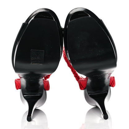 Saint Laurent Patent Tribute Elastic Ankle Strap Platform Sandals 38 Black Red 5 of 9