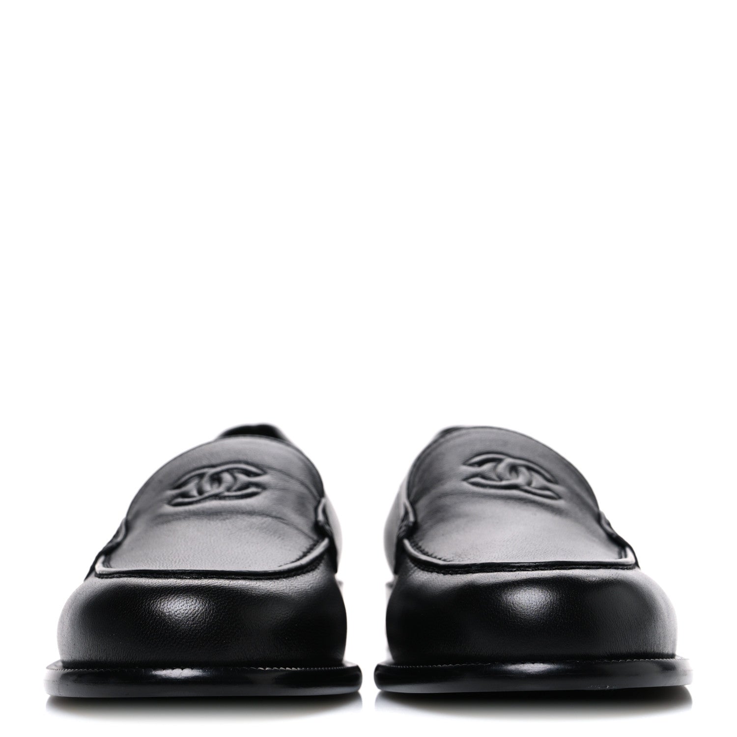 Chanel Lambskin CC Mocassin Loafers 38.5 Black 3 of 11