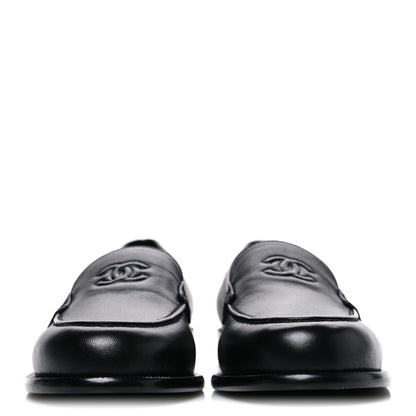 Chanel Lambskin CC Mocassin Loafers 38.5 Black 3 of 11