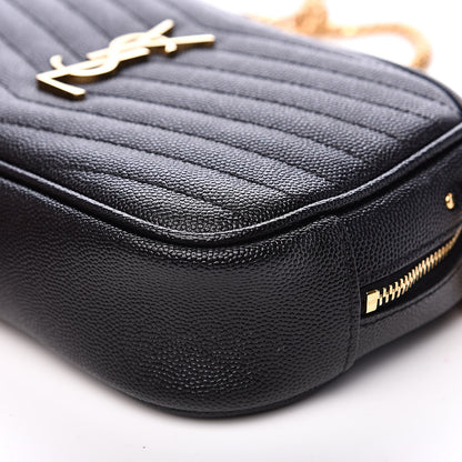 Saint Laurent Grain De Poudre Matelasse Monogram Mini Lou Camera Bag Black 9 of 10