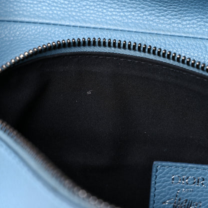 Christian Dior X SHAWN STUSSY Grained Calfskin Saddle Bag Blue 13 of 21
