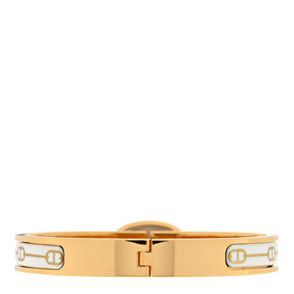 Hermes Enamel Mini Farandole Clic Chaine D'Ancre Bracelet Or White 3 of 4