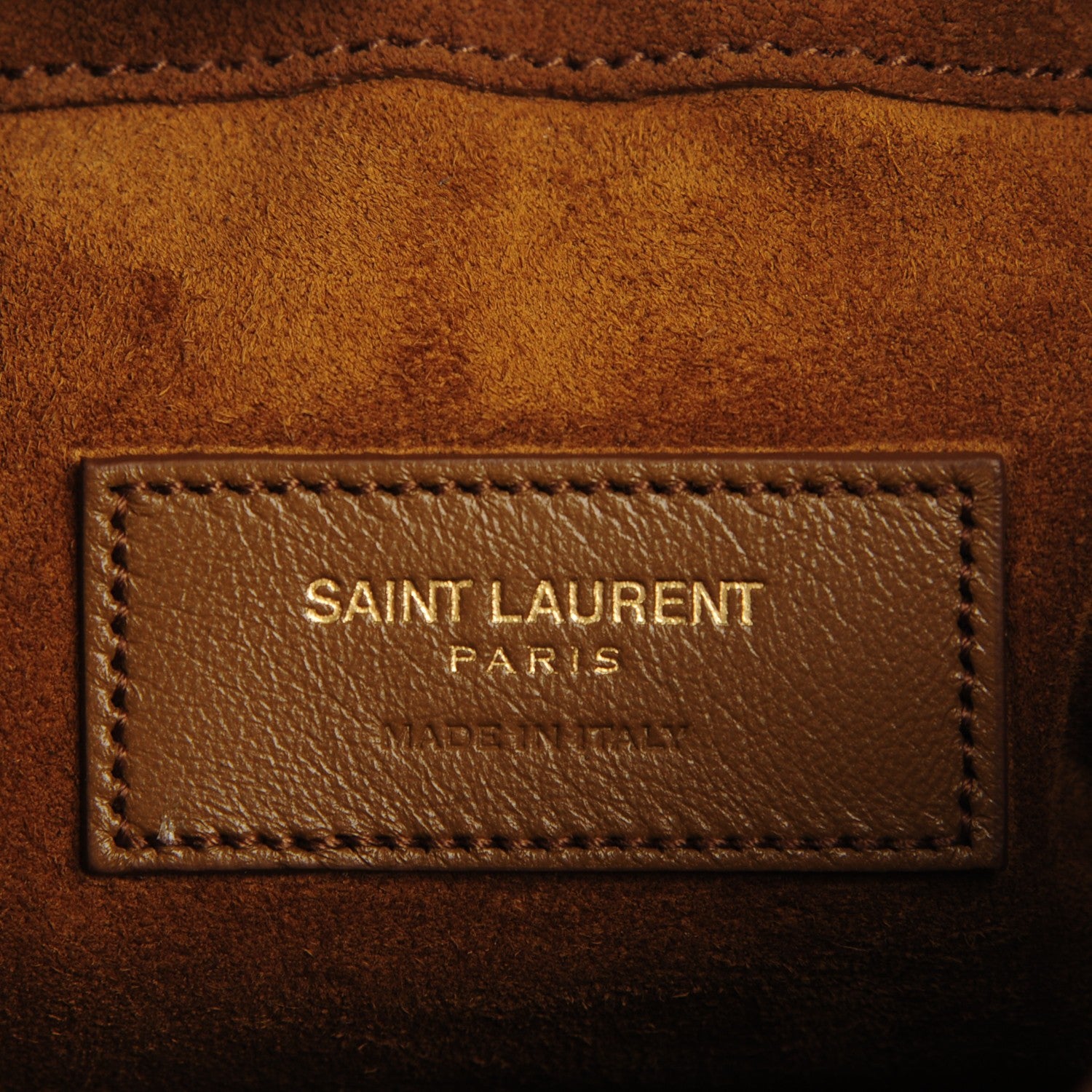 Saint Laurent Suede Calfskin Small Emmanuelle Fringe Bucket Bag Ocher 6 of 7