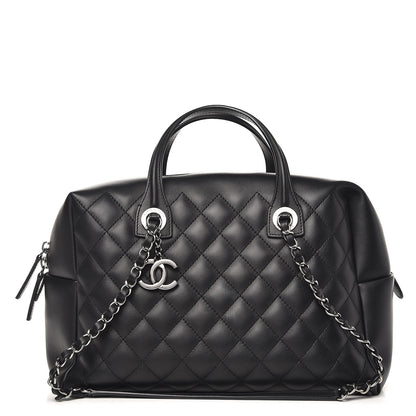 Chanel Calfskin Quilted Feather Weight Bowling Bag Black 1 of 15
