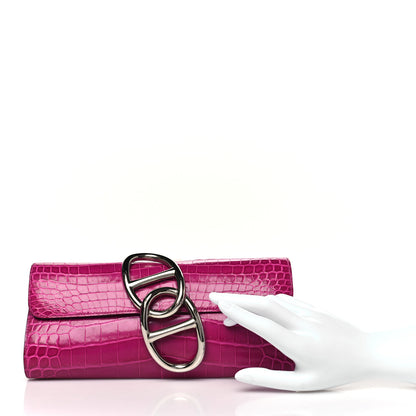 Hermes Shiny Niloticus Crocodile Egee Clutch Rose Scheherazade 2 of 8