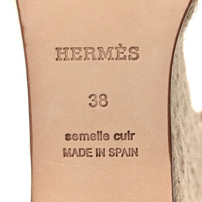 Hermes Denim Calfskin Tipoli Espadrille Wedge Sandals 38 Bleu Clair Naturel 7 of 8