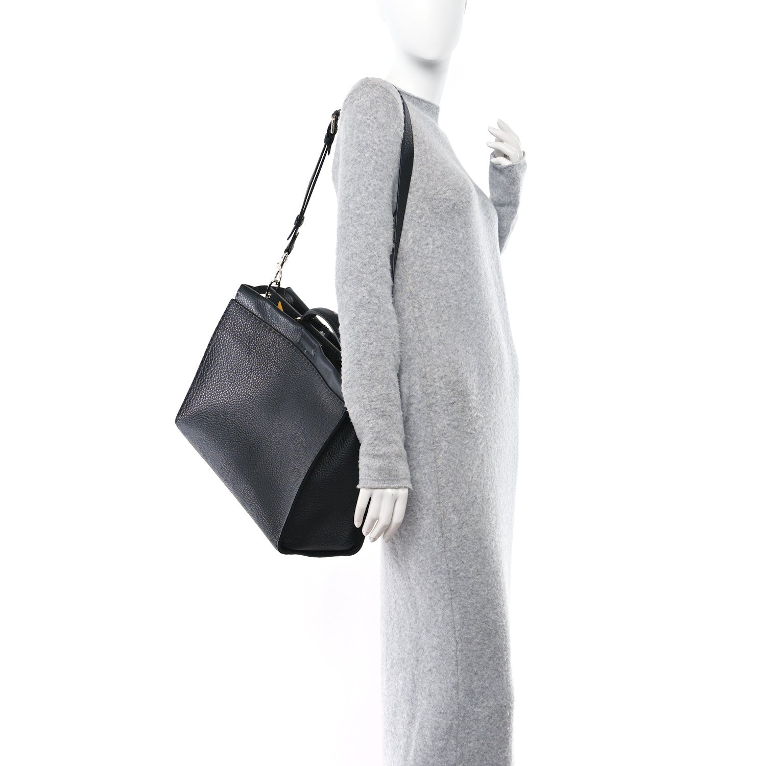 Fendi Cuoio Romano Selleria Monster Eyes Inlay Mens Large Peekaboo Iconic Essential Satchel Black Sunflower 2 of 10