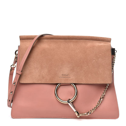 Chloe Calfskin Suede Medium Faye Shoulder Bag Nougat 1 of 12