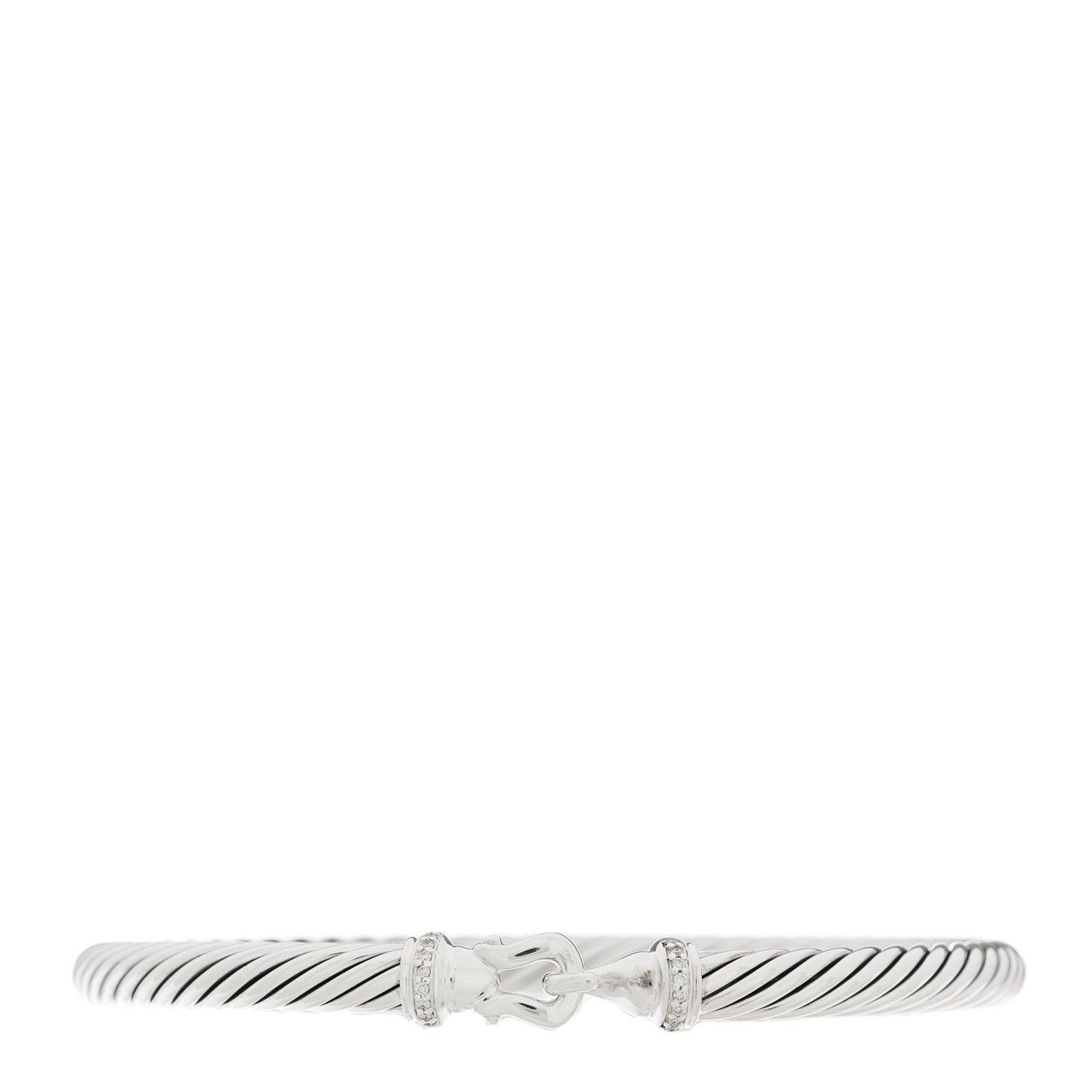 Sterling Silver Diamond 5mm Cable Buckle Bracelet