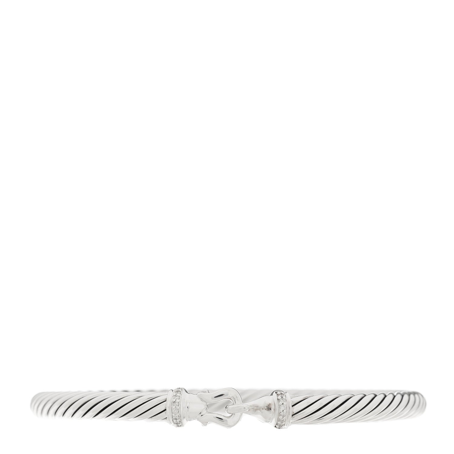 David Yurman Sterling Silver Diamond 5mm Cable Buckle Bracelet 1 of 3