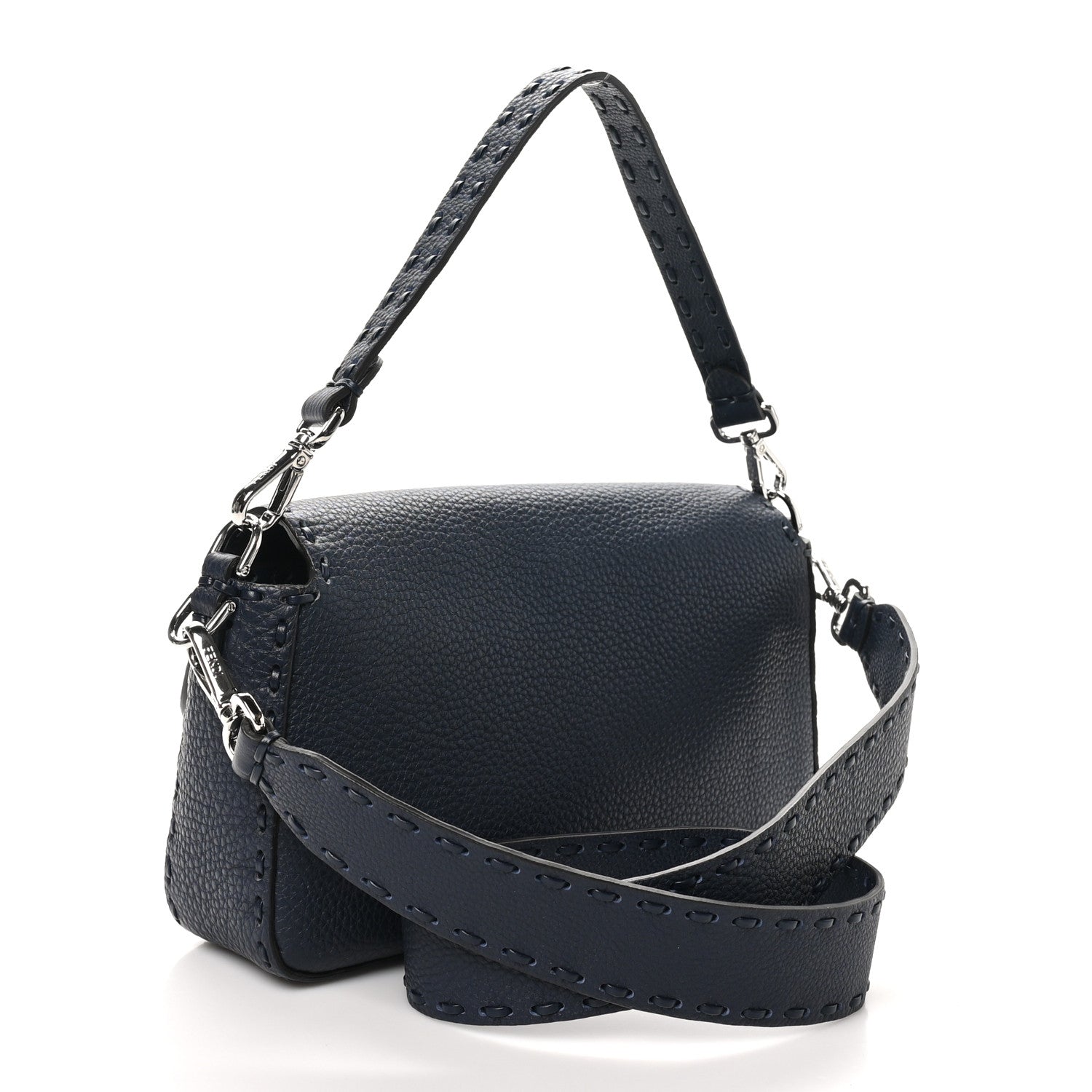 Fendi Cuoio Roma Sellerissima Nappa Sintetica Tape Stitch Baguette Notte 2 of 9