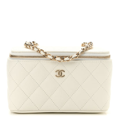 Chanel Caviar Quilted Small Vanity Case With Chain White 1 of 12